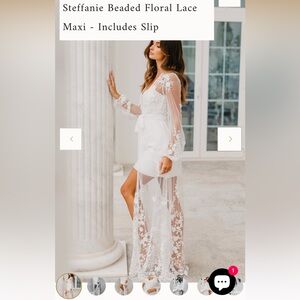 Le Rose Steffanie Beaded Floral Lace Maxi - Includes Slip